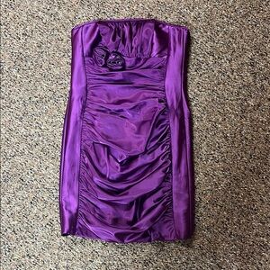 Jessica McClintock Purple Ruched Strapless Cocktail Dress